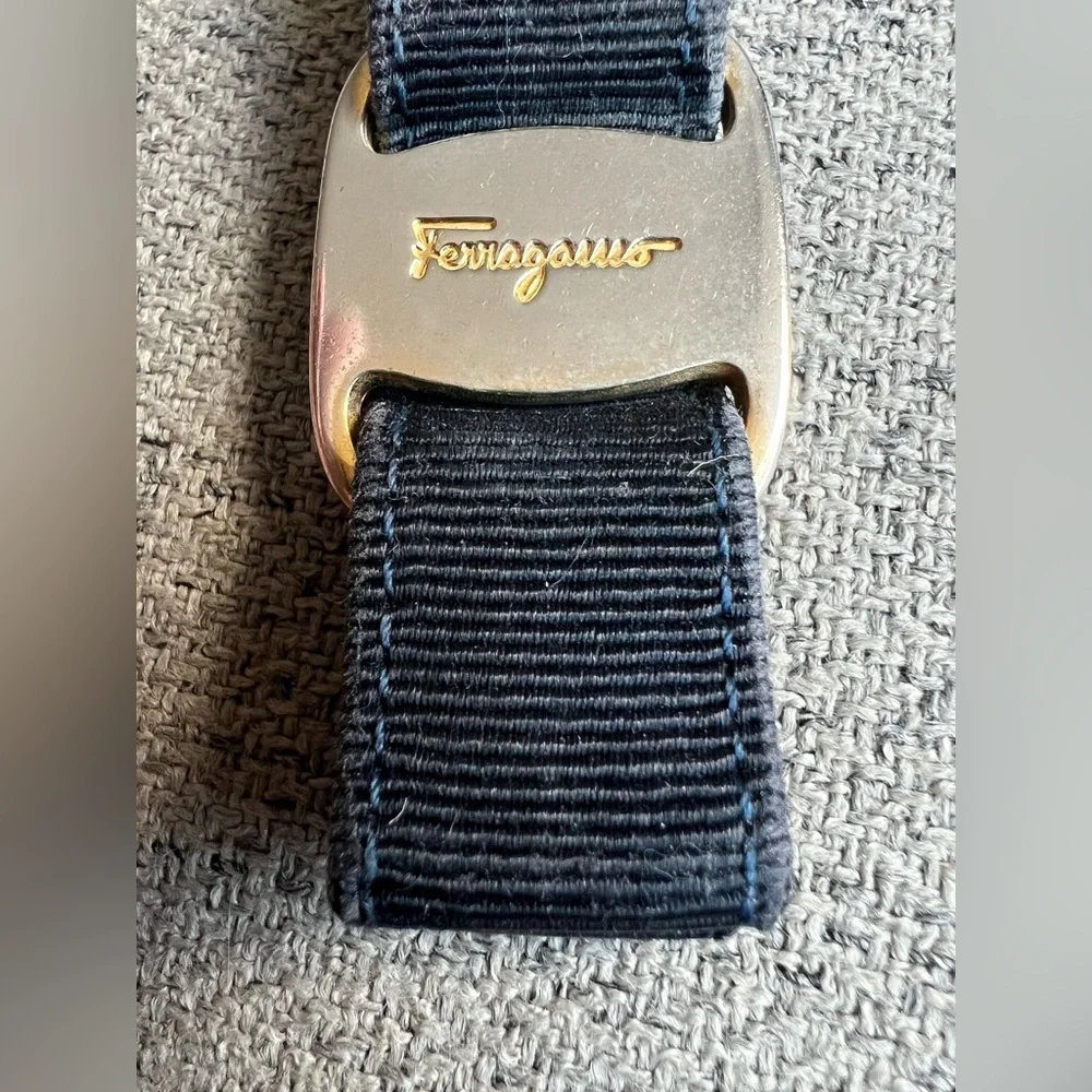 Salvatore Ferragamo Vara Bow Fabric Keychain with Silver Detail